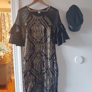 Black and gold embellished dress
